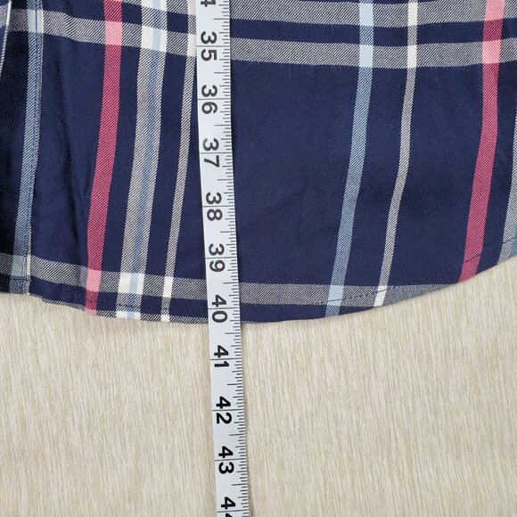 Motherhood maternity blue plaid dress large belted Roll Tab Sleeves pockets NWT - Picture 8 of 9